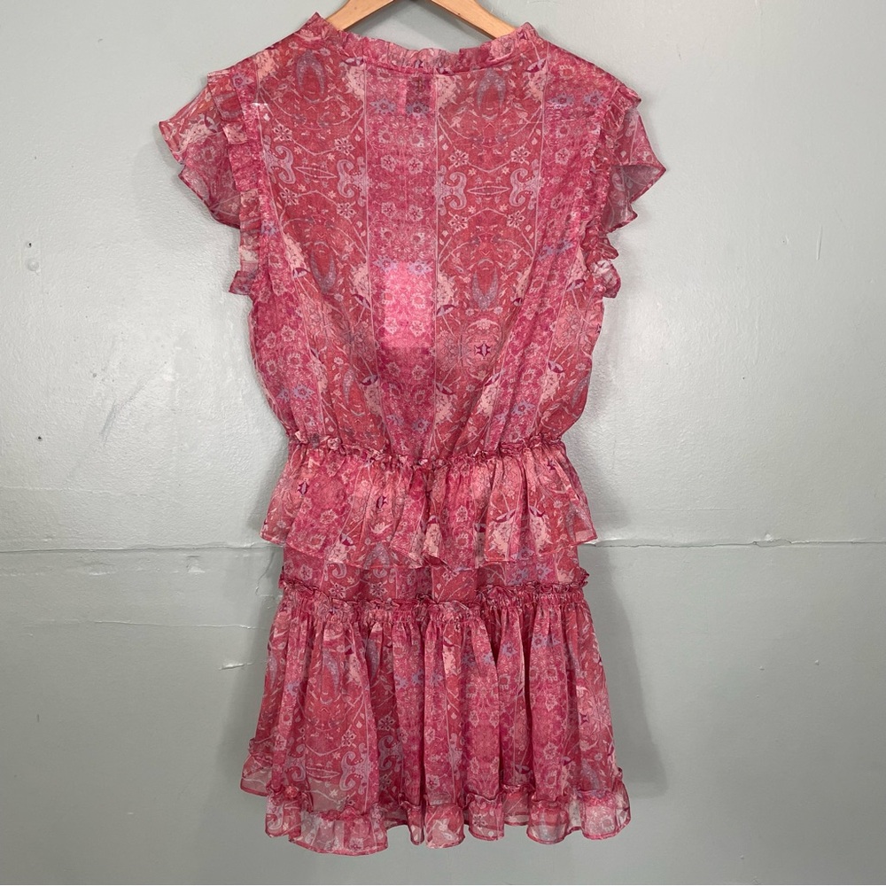 Misa Lilian Dress Mini Ruffle Pink Floral in Washed Rose Size Small NWT - Picture 6 of 9